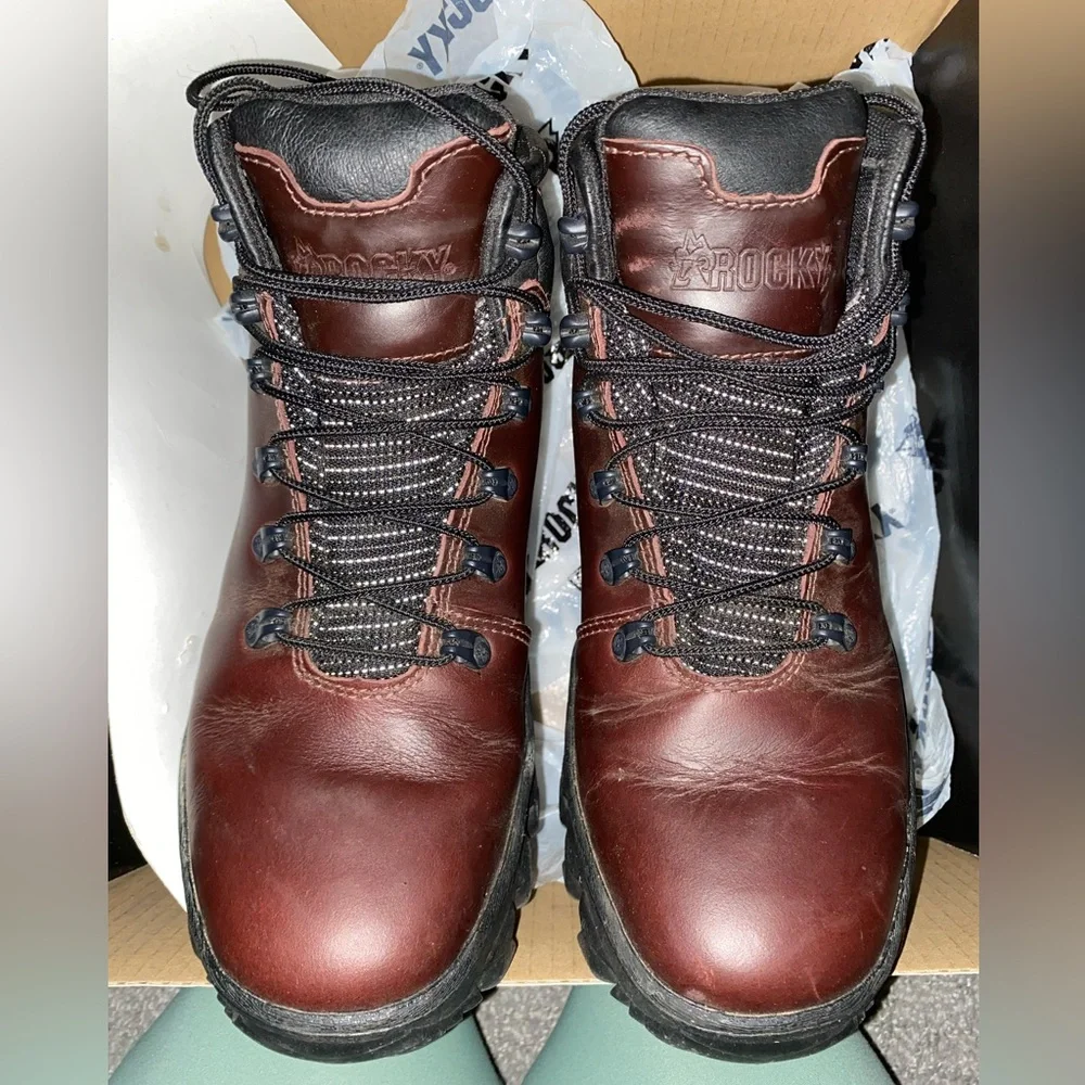 Rocky 6" Tall Brown Hiker Hiking Work Boots Vibram Sole Size 39.5 - Picture 7 of 12